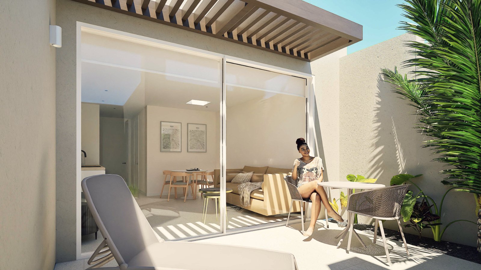 Terraza con pérgola