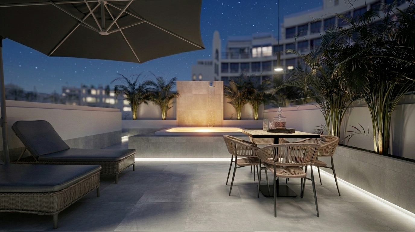 Terraza 707 de noche